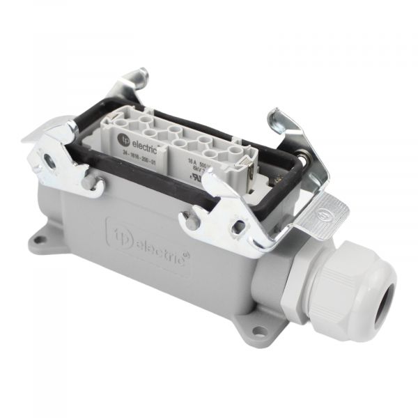 Industriesteckverbinder - Sockelgehäuse + Buchse 16 Polig 16A - Metall